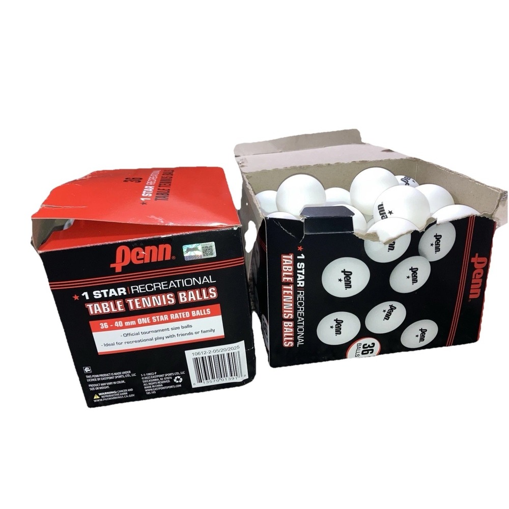 2  boxes -Penn 1 Star Recreational Table Tennis Balls 36-Packs White MPN 10612-2